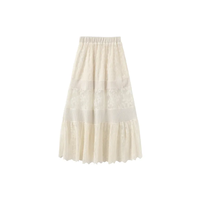 CUBIC Casual Long Skirt Women's Beige Apricot-1