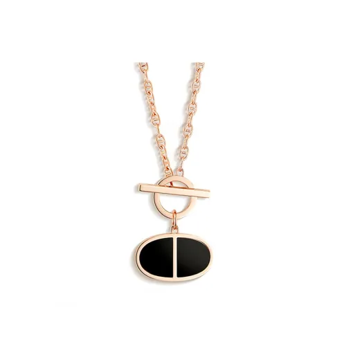 HERMES Chaine D'ancre Verso Necklaces Women's Rose Gold