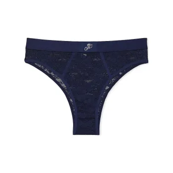 Victoria's Secret PINK Wink Logo High-Cut Brazilian Panty / Midnight Navy Underpants Women's 1 Pack Midnight Navy