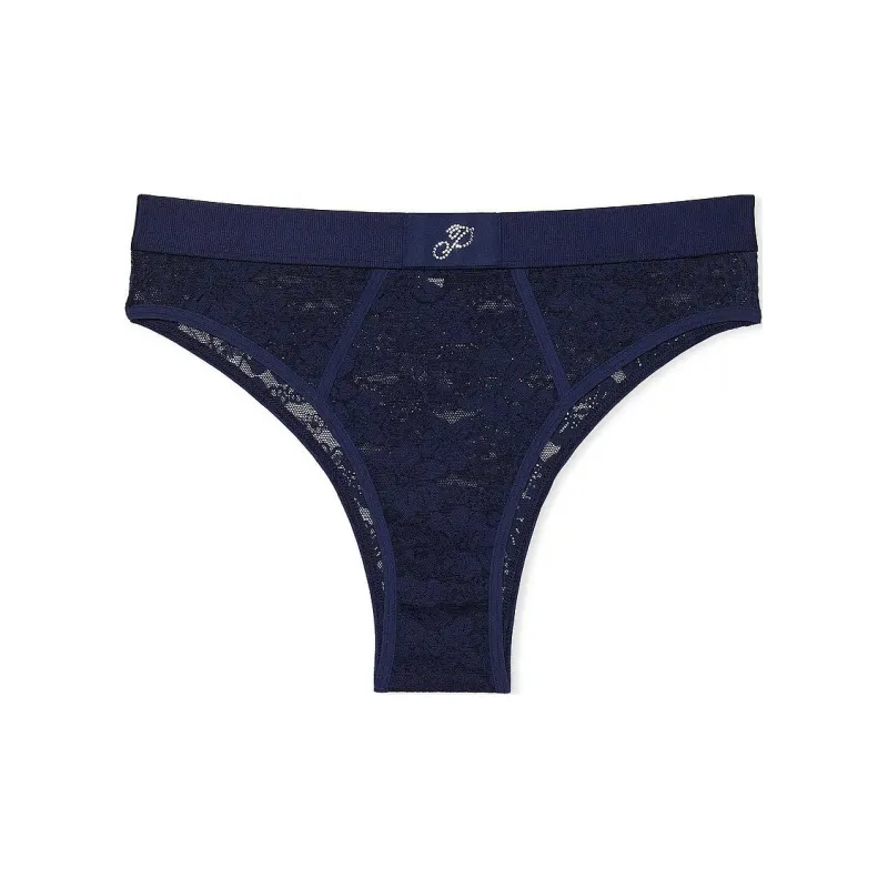 Victoria's Secret PINK Wink Logo High-Cut Brazilian Panty / Midnight Navy Underpants Women's 1 Pack Midnight Navy-0