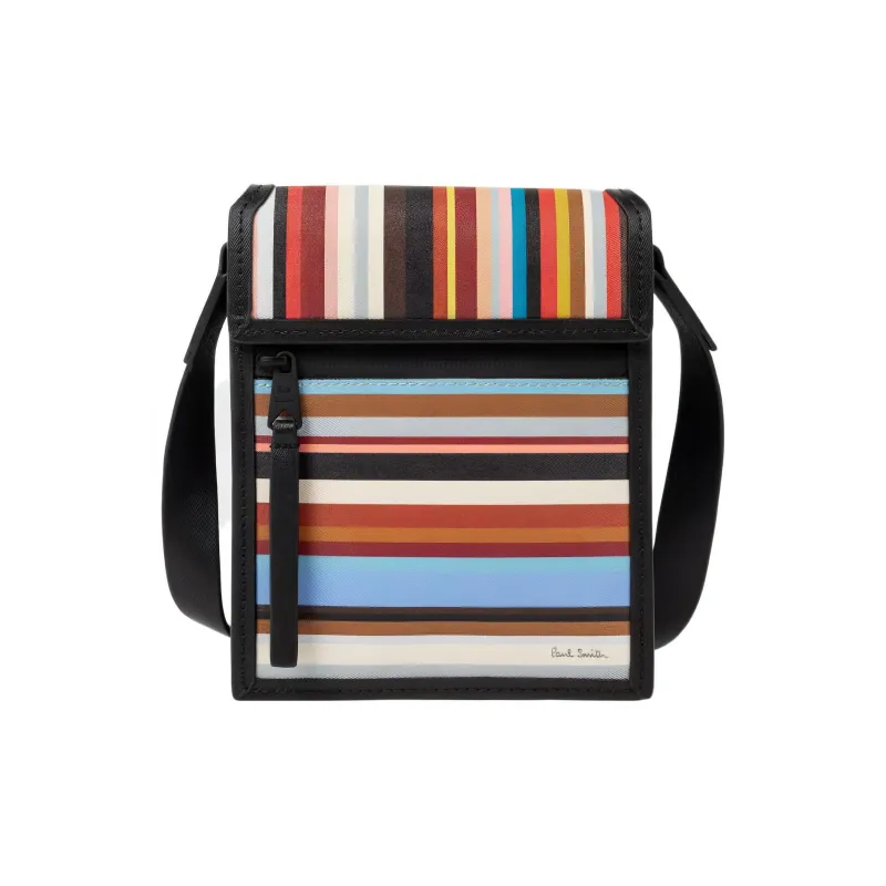 Paul Smith Paul Smith Classic Striped Series Leather Crossbody Bag Unisex Multicolor-0