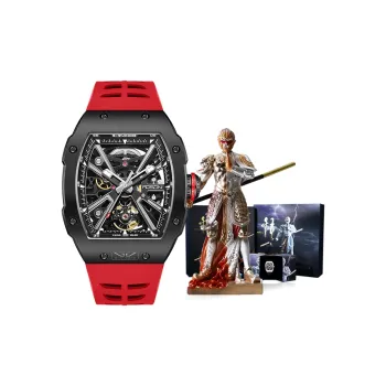 ROSDN Trendy And Cool Men's Watch Mechanical Movement Fluoroelastomer Strap Watch Men's Watches Black Dial