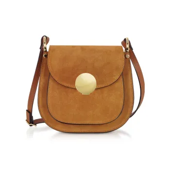 Le Parmentier Suede Patchwork Calfskin Crossbody Bag Shoulder Bag Women's Camel
