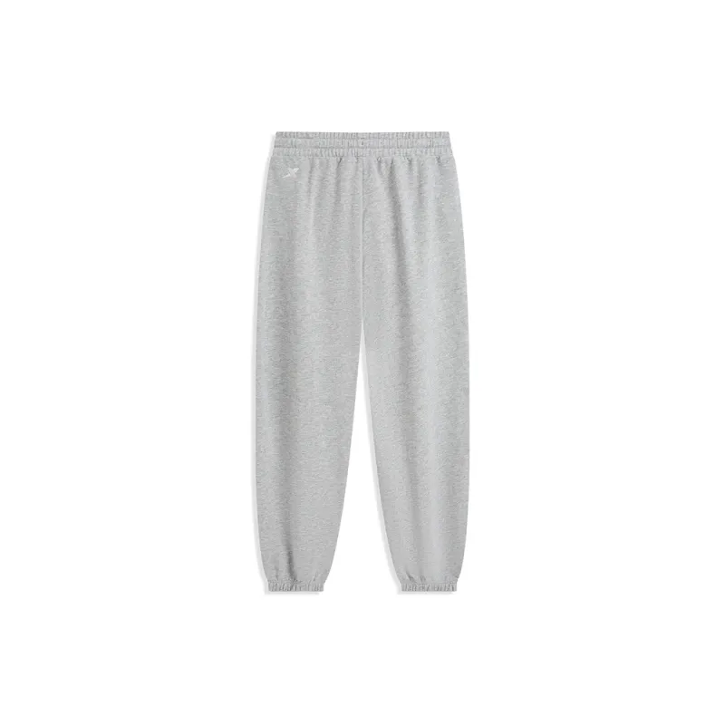 XTEP Little C Pants Knitted Sports Pants Fleece Lined Women's Light Heather Gray-1