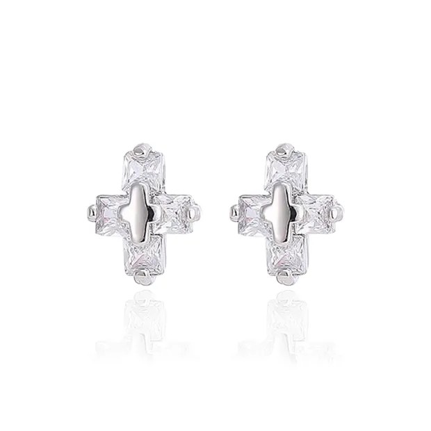 Jingleo S925 Silver Jade Stud Earrings Unisex Crystal-1