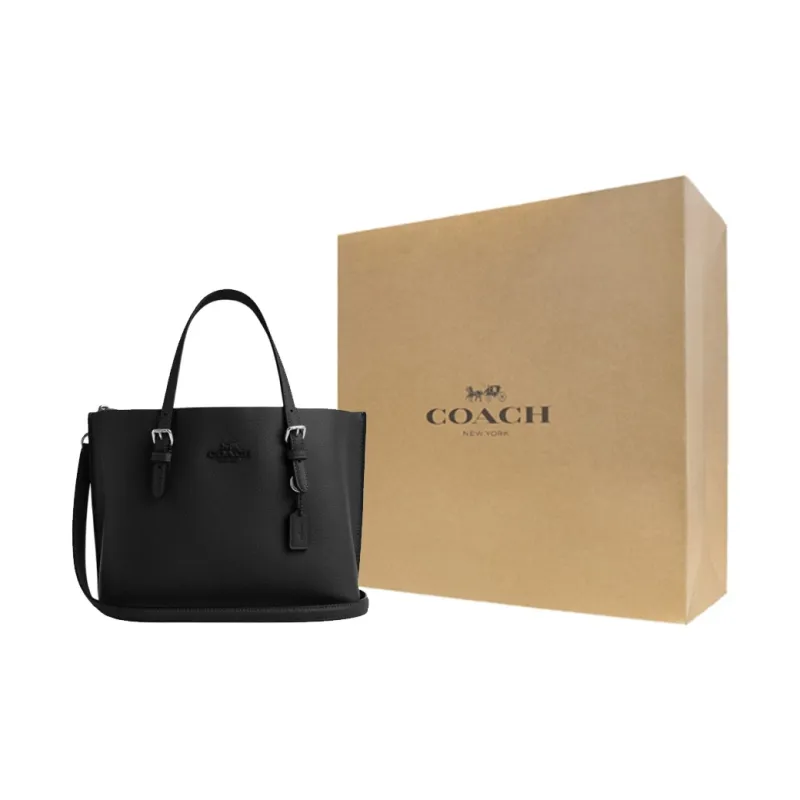 COACH Mollie Cow Split Leather Tote Bag Shopping Bag Shoulder Bag Crossbody Bag Handbag Medium Size Women's Black-7