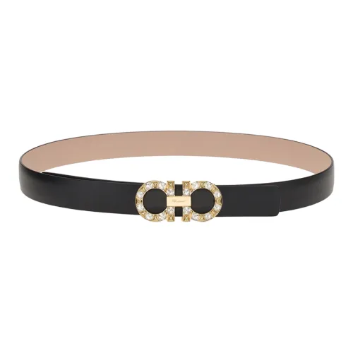 Ferragamo Gancini Leather Belts Women's Black