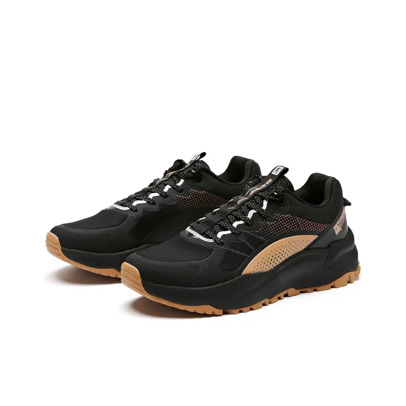 QIAODAN Anti Slip Wear Resistant Low Top Casual Running Shoes Men's Black Brown-2