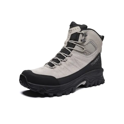 TOREAD Anti Slip Wear Resistant Mid Top Hiking Shoes Women's Beige Black
