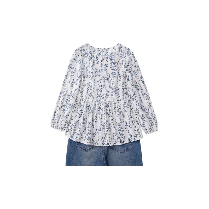 Cypress House Shirt Women's White With Blue Floral-1