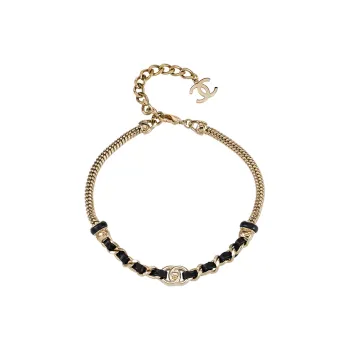 CHANEL Leather Necklaces Women's Gold/Black