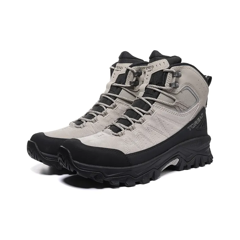 TOREAD Anti Slip Wear Resistant Mid Top Hiking Shoes Men's Beige Black-1