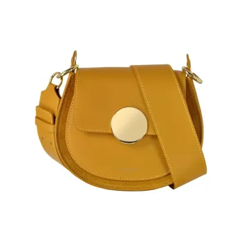 Le Parmentier Calfskin Suede Saddle Bag Crossbody Shoulder Bag Regular Women's Mustard