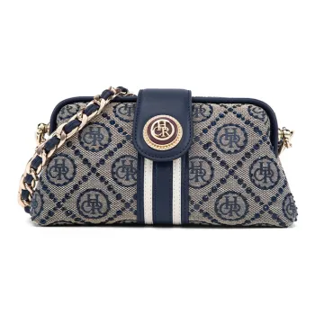 CHRISBELLA Fabric, Synthetic Leather Clip Bag Shoulder Bag Women's Blue