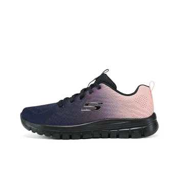 Skechers Graceful Cushioned Wear Resistant Breathable Low Top Running Shoes Women's Black Pink