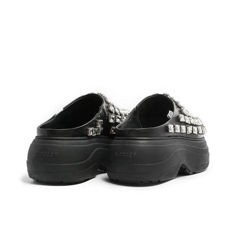 BLOCCO5 Rubber Sole Rhinestone Stud Abrasion Resistant Slip Resistant Wrap toe Slippers Women's-2