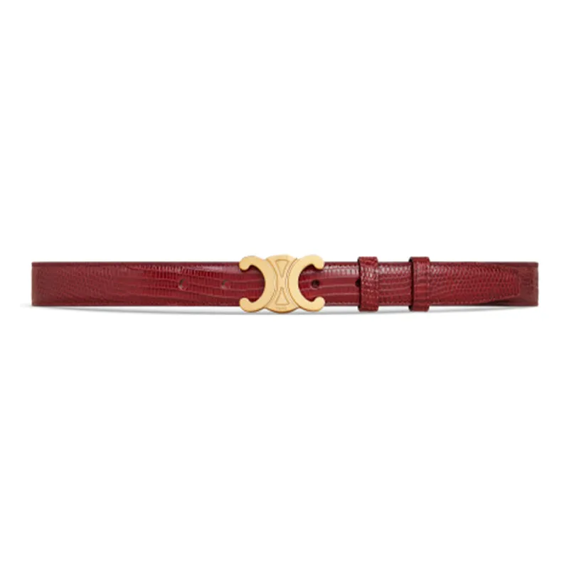 CELINE Logo Buckle Smooth Buckle Leather Belts Women's Brown Width: 2.5cm-1