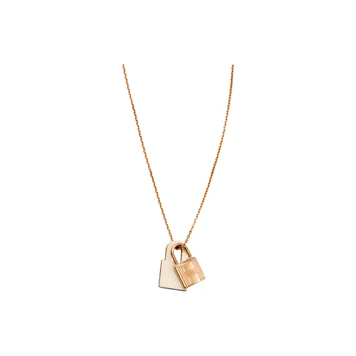 HERMES O'Kelly Necklaces Women's Gray White Rose Gold