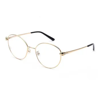 CARTIER Panthère De Cartier Alloy Irregular Shape Eyeglass Frames Unisex Gold