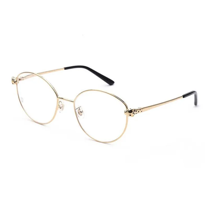 CARTIER Panthère De Cartier Alloy Irregular Shape Eyeglass Frames Unisex Gold-0