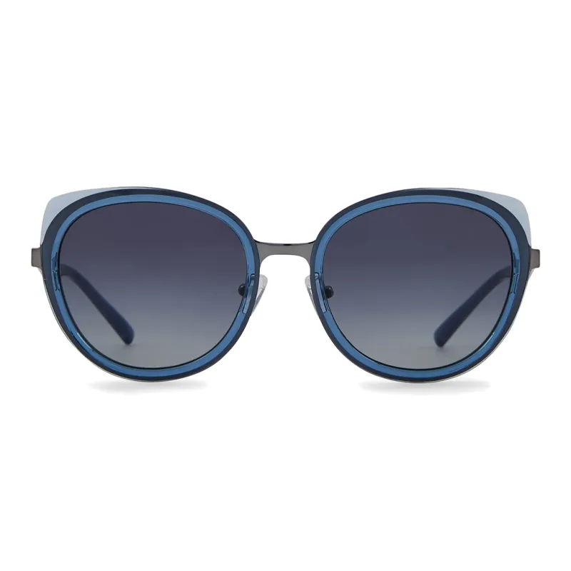 EMPORIO ARMANI Metal Fiber Round Sunglasses Women's Blue-1