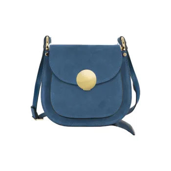 Le Parmentier Suede Smooth Leather Crossbody Bag Shoulder Bag Women's Denim Blue