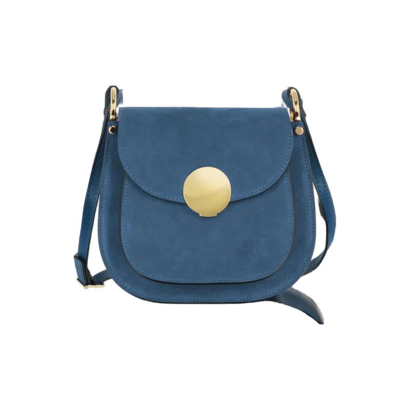 Le Parmentier Suede Smooth Leather Crossbody Bag Shoulder Bag Women's Denim Blue-0