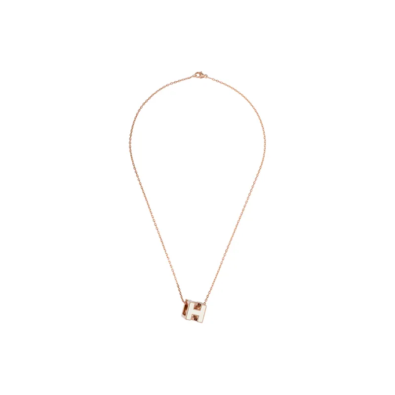 HERMES Cage D'H Gold Plated Necklaces Women's White Rose Gold-1