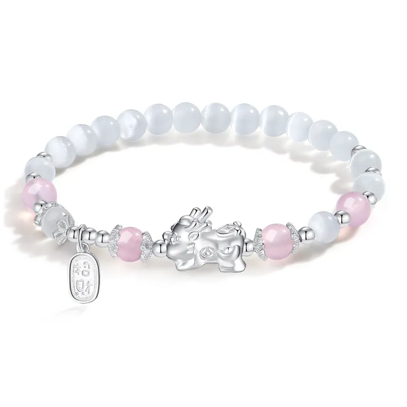Fu Ru Ji Obsidian S999 Fine Silver Beaded Bracelet Unisex-5