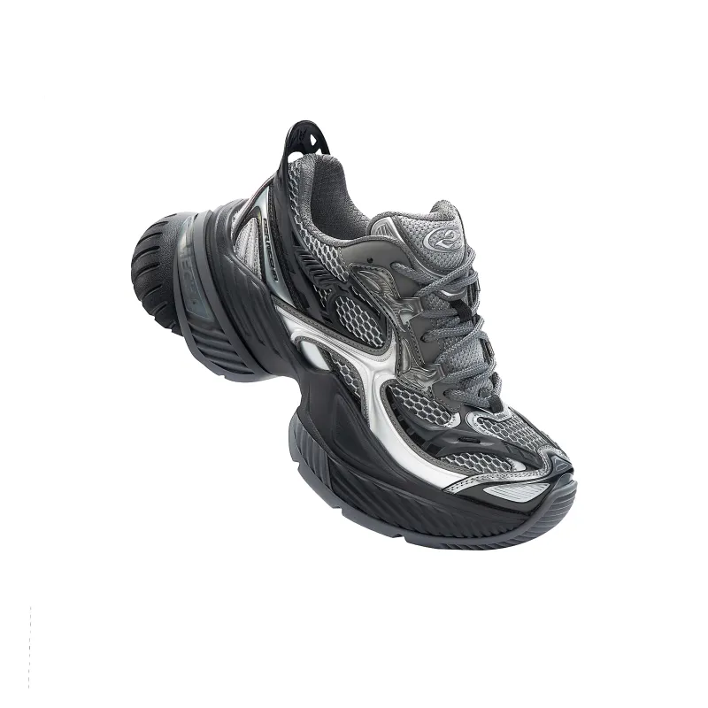 OGR Abrasion Resistant, Breathable, Lightweight, Height Increasing Low Top Running Shoes Unisex Dark Iron Black-3
