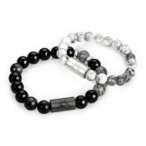 Seven Little Craftsmen White Turquoise Jade Bracelets Womens Obsidian