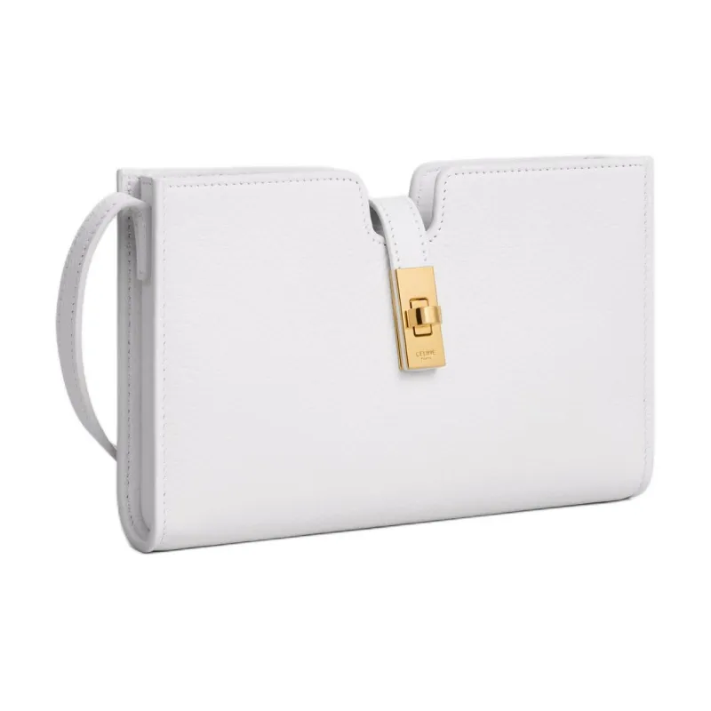 CELINE Soft Calfskin One Shoulder Crossbody Clutches Mini Women's White-1