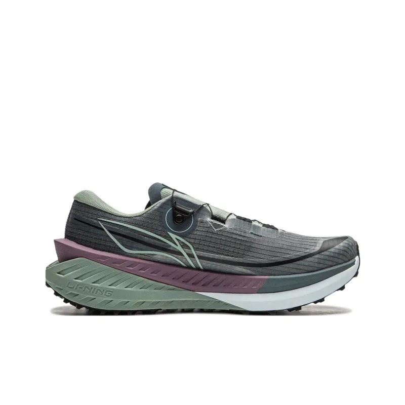 LiNing Dilu Cushioning Wear Resistant Slip Resistant Rebound Low Top Trail Running Running Shoes Men's Gray Green-1