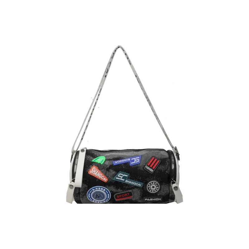 VIHUS Nylon Cylinder Bag, Shoulder Bag Unisex Black-11