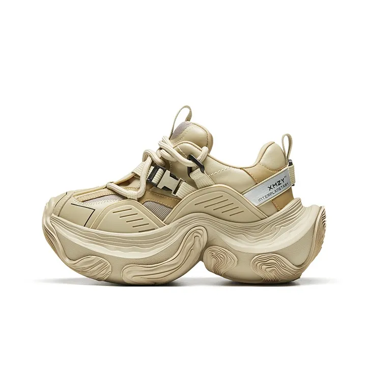 XMZY Dune Series Sandalwood Height Increasing Wear-Resistant Low-Top Chunky Sneakers Unisex-11
