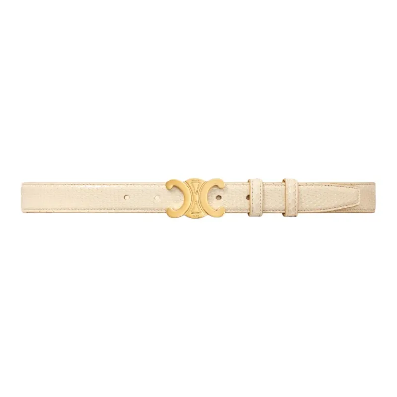 CELINE Snake Leather Leather Belts Women's Milk White Width  2.5CM-1