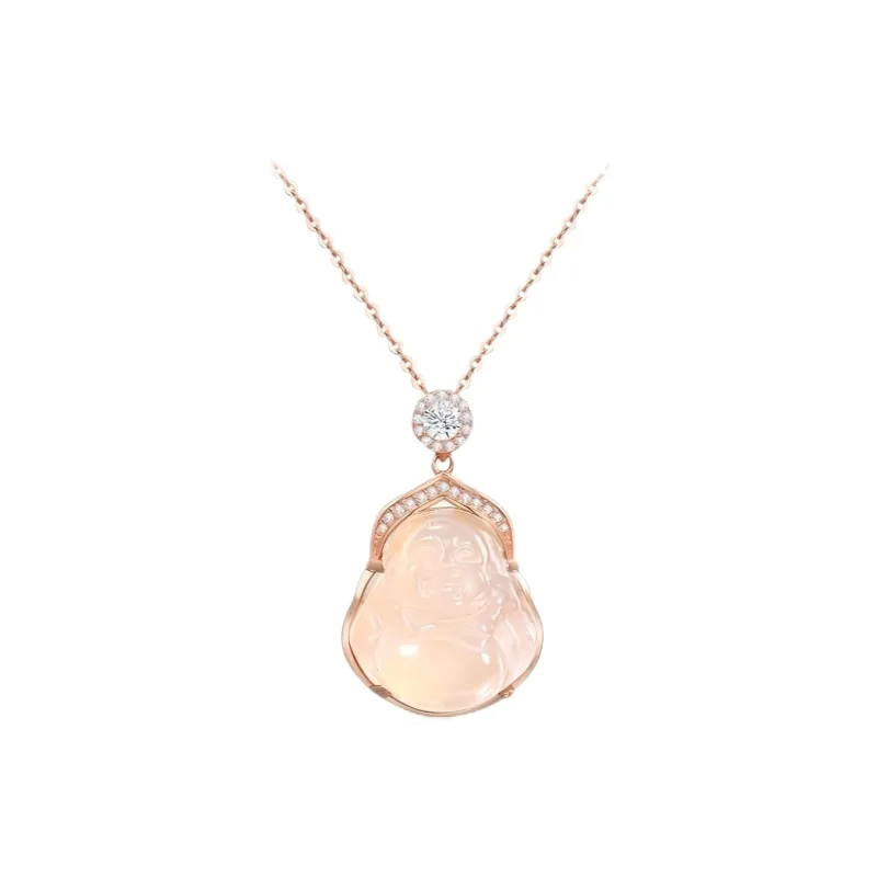 Artisan Lock Heart Jade Chalcedony Necklaces Unisex-4