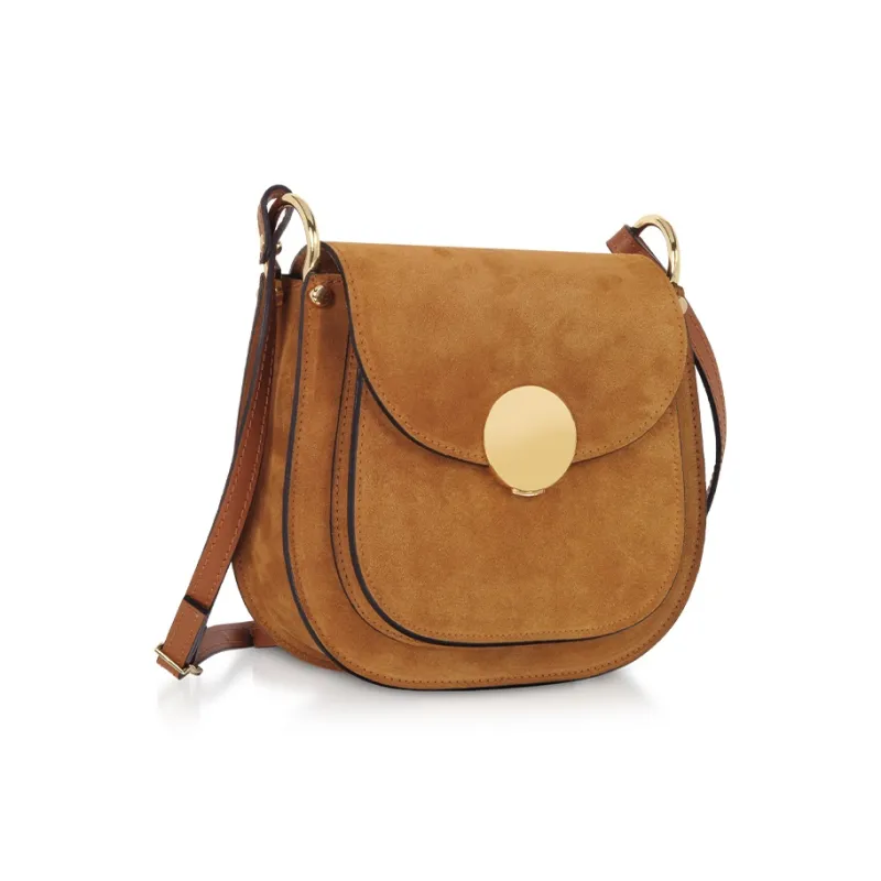 Le Parmentier Suede Patchwork Calfskin Crossbody Bag Shoulder Bag Women's Camel-1