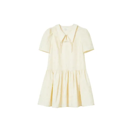 H'S Short-Sleeved Dresses Women's Beige Gold