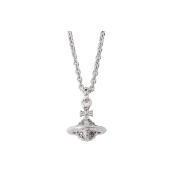 Vivienne Westwood Brass Necklace Gunmetal Gray Rhinestone Inlay Limited Edition Men's Silver/gun Grey