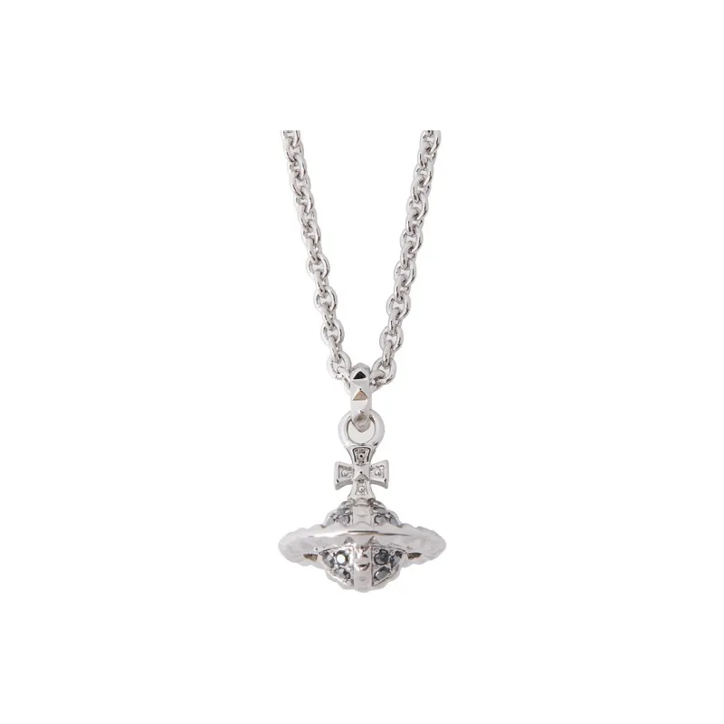 Vivienne Westwood Brass Necklace Gunmetal Gray Rhinestone Inlay Limited Edition Men's Silver/gun Grey-0