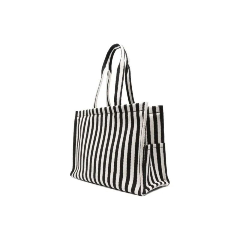 CELINE Fabric With Cow Leather Tote Bag, Shopping Bag, Handbag Large Size Women's Black White-1