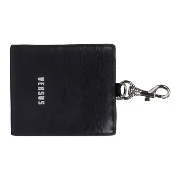 VERSACE Embossed Leather Coin Purses Wallets Men's Black