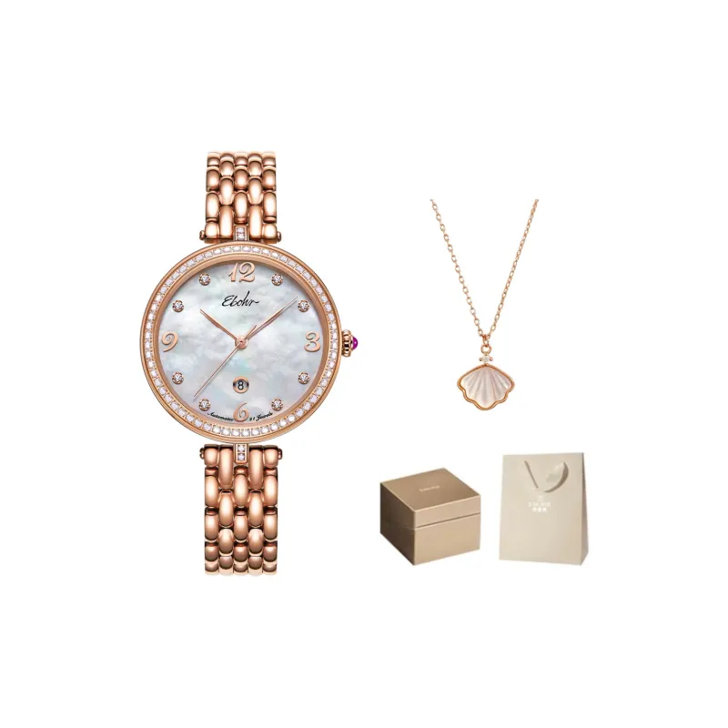 EBOHR Mechanical Movement Stainless Steel Strap Watch Women's Watch Mother-of-Pearl Color Watch Dial-6