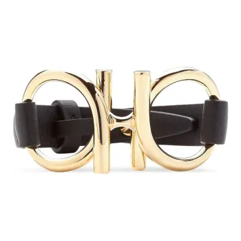 Ferragamo Gancini Leather Bracelet