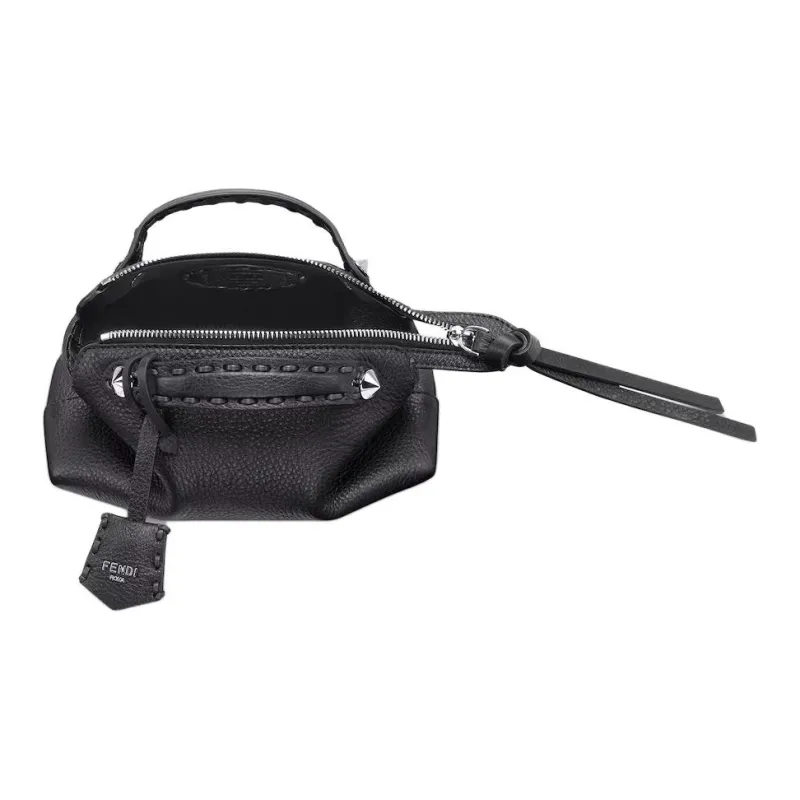 FENDI Calfskin Handbag Mini Women's Black-4