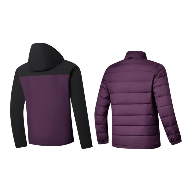 QIAODAN Mountain God Series Windbreaker Jackets Men Black/Lozenge Purple-1