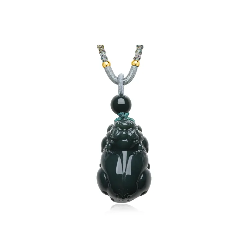 Cuiya Golden Building Hetian Jade Pendants Unisex Pale Greenish White Jade-0