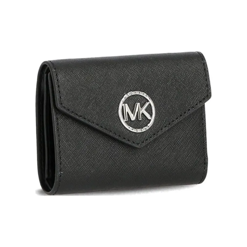 MICHAEL KORS Greenwich Saffiano Leather Wallet Medium Size Women's Black-1