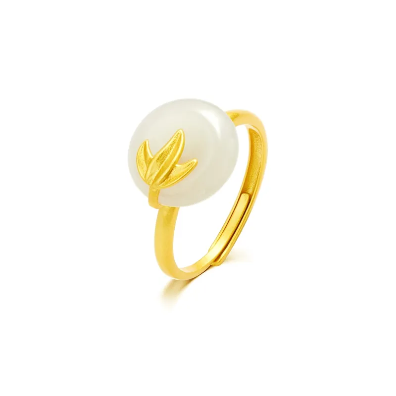 AGOVSKI Hetian Jade Rings Pale Greenish White Jade Women's-0